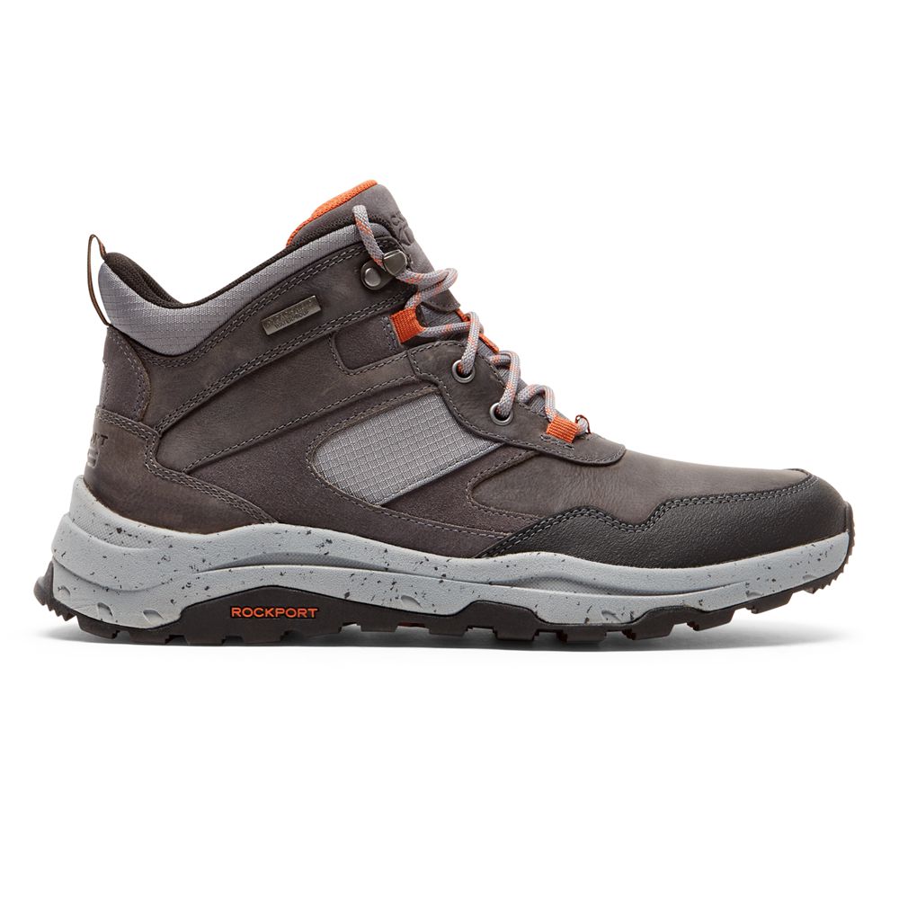 Stivali Rockport Uomo - Xcs Pathway Mid Waterproof - Grigie Scuro - BYGJRFK-45